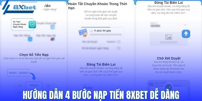 Hướng dẫn 4 bước nạp tiền 8XBET dễ dàng